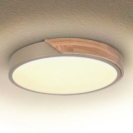 BRILAGI - LED griestu gaismeklis ar regulējamu spilgtumu PILANA LED/48W/230V 3000-6500K ozols/bēšs Ø 40 cm + tālvadības pults