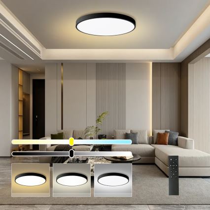 Brilagi - LED regulējams griestu gaismeklis POOL SMART LED/128W/230V 3000-6000K Ø 100 cm Wi-Fi Tuya melns + tālvadības pults