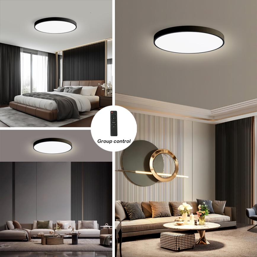 Brilagi - LED regulējams griestu gaismeklis POOL SMART LED/128W/230V 3000-6000K Ø 100 cm Wi-Fi Tuya melns + tālvadības pults