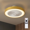 Brilagi - dimējams LED griestu gaismeklis ar ventilatoru, LED/38 W/230 V, 3000–6500 K, Ø 50 cm, zelta, ar tālvadības pulti