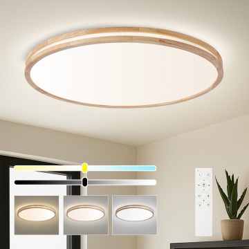 BRILAGI - Dimējams LED griestu gaismeklis MOLINA LED/128W/230V 3000-6000K ozola Ø 100 cm + tālvadības pults