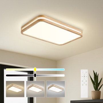 BRILAGI - dimējams LED griestu gaismeklis MOLINA SQUARE LED/54W/230V 3000-6000K ozols 60x40 cm + tālvadības pults