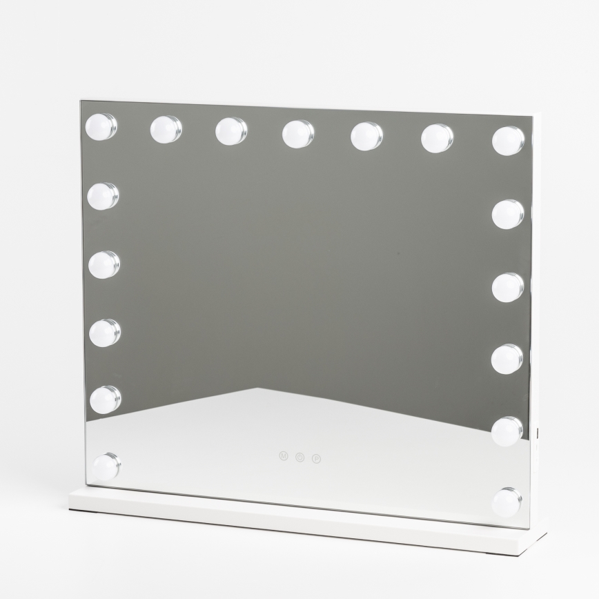 BRILAGI - LED grima spogulis ar regulējamu spilgtumu HOLLYWOOD LED/15W/230V CCT + 2x USB 60x50 cm balts