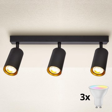 Brilagi - Dimējams LED RGBW spotgaismeklis SELE 3xGU10/6W/230V 3000K melna/zelta