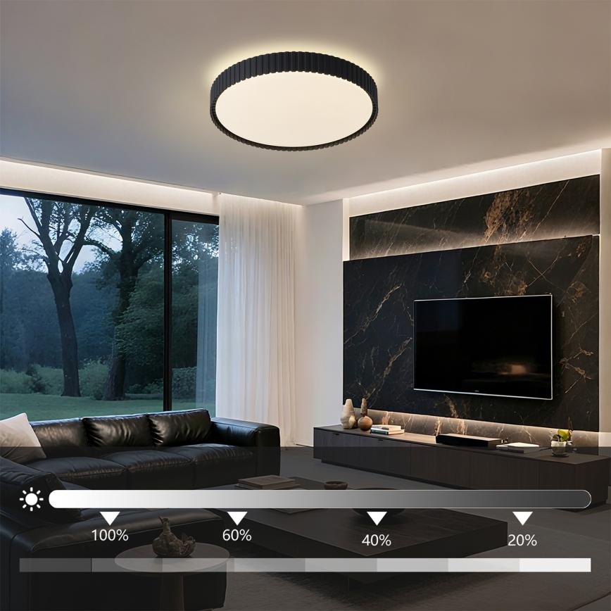 Brilagi - Aptumšojama griestu lampa ORINO LED/54W/230V 3000-6000K melna Ø 43 cm + tālvadības pults