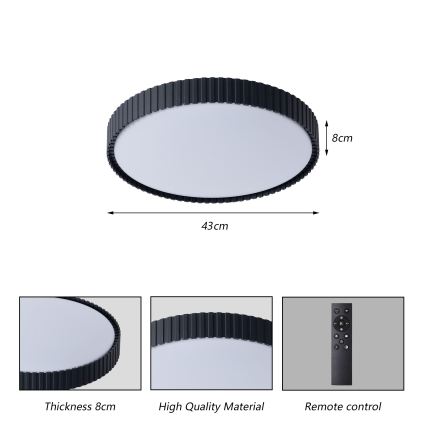 Brilagi - Aptumšojama griestu lampa ORINO LED/54W/230V 3000-6000K melna Ø 43 cm + tālvadības pults
