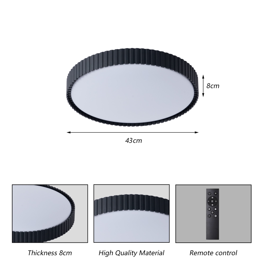 Brilagi - Aptumšojama griestu lampa ORINO LED/54W/230V 3000-6000K melna Ø 43 cm + tālvadības pults
