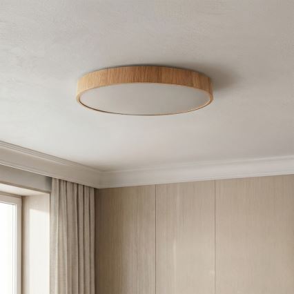 Brilagi - LED aptumšojama griestu lampa POOL LED/50W/230V 3000-6000K Ø 40 cm koka dekors + tālvadības pults