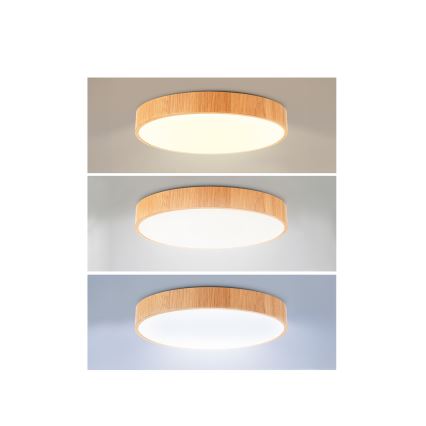 Brilagi - LED aptumšojama griestu lampa POOL LED/50W/230V 3000-6000K Ø 40 cm koka dekors + tālvadības pults