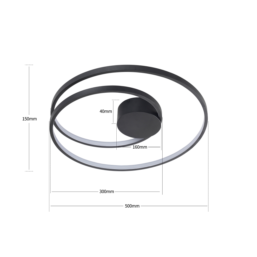 Brilagi - LED aptumšojama griestu lampa TWISTER LED/48W/230V 3000–6000K Ø 50 cm melna + tālvadības pults