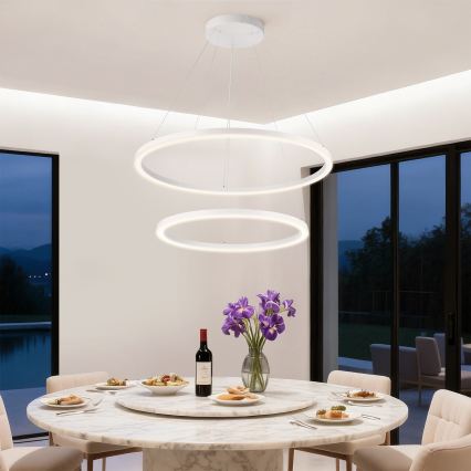 Brilagi - regulējama LED lustra uz troses PORTOFINO LED/98W/230V 3000-6000K Ø 80 cm balta + tālvadības pults