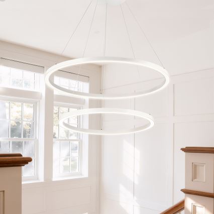 Brilagi - regulējama LED lustra uz troses PORTOFINO LED/98W/230V 3000-6000K Ø 80 cm balta + tālvadības pults