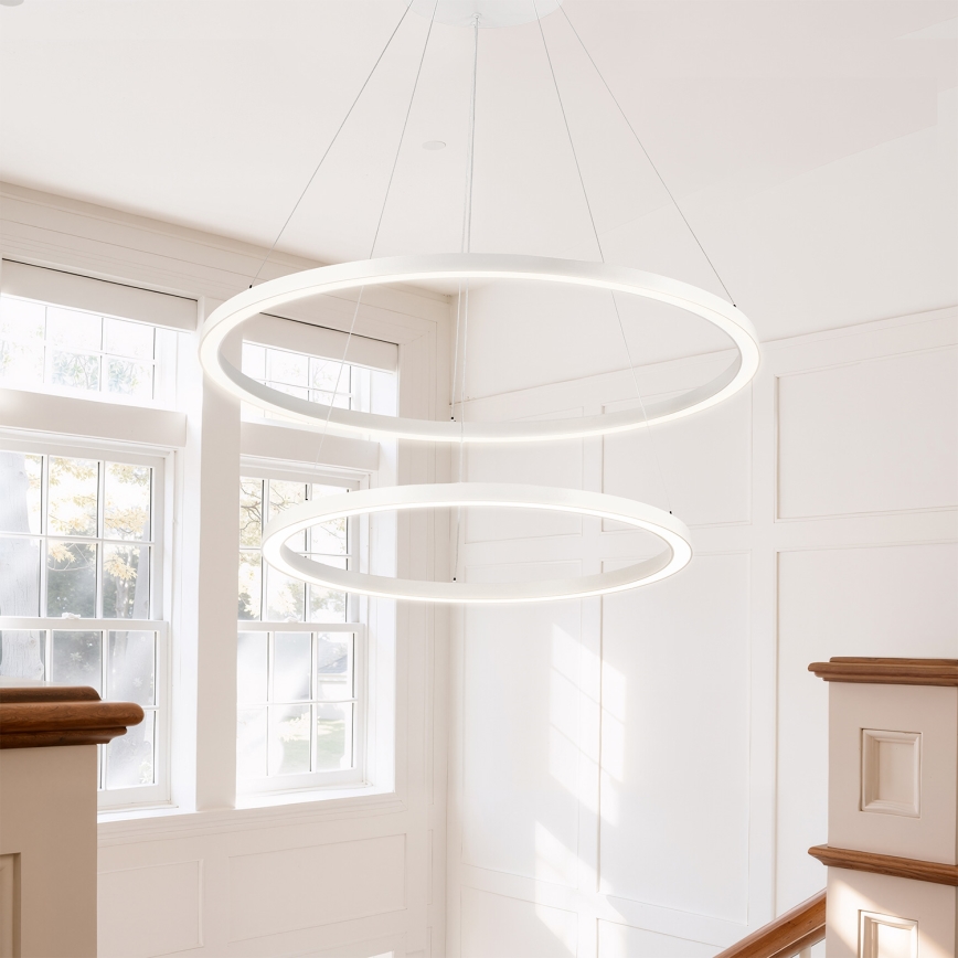Brilagi - regulējama LED lustra uz troses PORTOFINO LED/98W/230V 3000-6000K Ø 80 cm balta + tālvadības pults