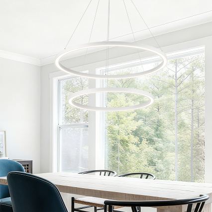 Brilagi - regulējama LED lustra uz troses PORTOFINO LED/98W/230V 3000-6000K Ø 80 cm balta + tālvadības pults