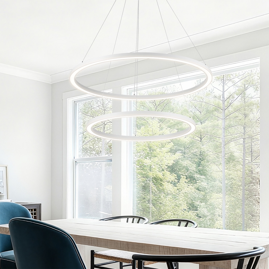 Brilagi - regulējama LED lustra uz troses PORTOFINO LED/98W/230V 3000-6000K Ø 80 cm balta + tālvadības pults