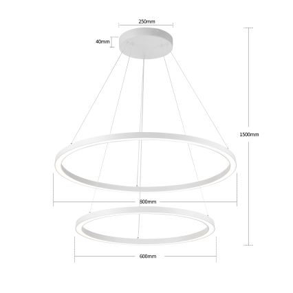 Brilagi - regulējama LED lustra uz troses PORTOFINO LED/98W/230V 3000-6000K Ø 80 cm balta + tālvadības pults