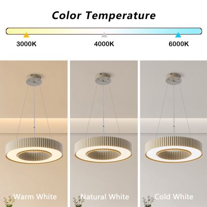 Brilagi - LED dimmējama karājamā lampa uz kabeļa LUMIX LED/48W/230V 3000-6000K bēša Ø 50 cm + tālvadība