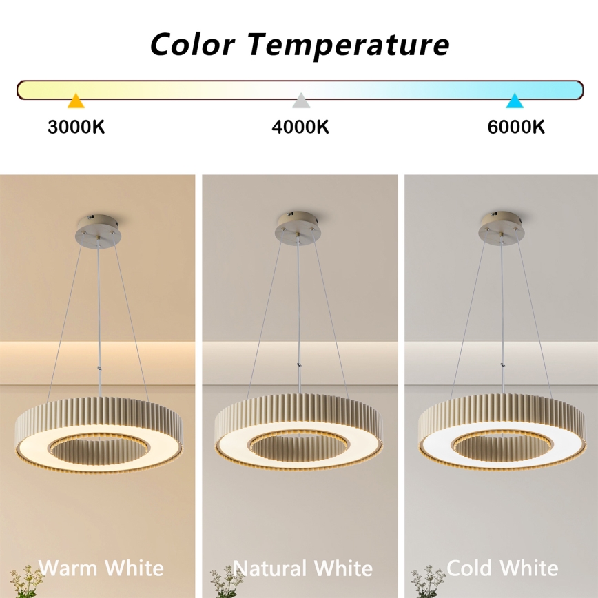 Brilagi - LED dimmējama karājamā lampa uz kabeļa LUMIX LED/48W/230V 3000-6000K bēša Ø 50 cm + tālvadība