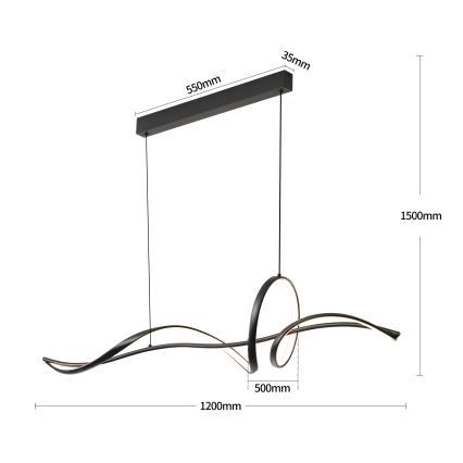 Brilagi - regulējama LED lustra uz troses SIGNATURE LED/55W/230V 3000-6000K 120x23 cm melna + tālvadības pults