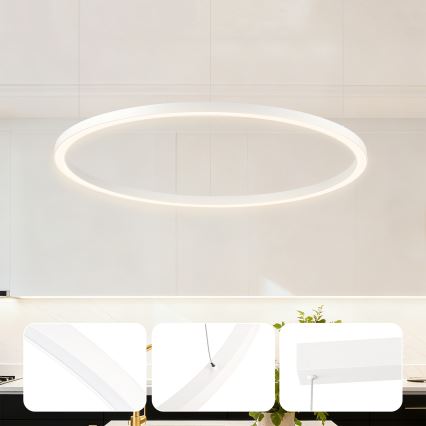 Brilagi - regulējama LED lustra uz troses PORTOFINO LED/60W/230V 3000–6000K Ø 80 cm balta + tālvadības pults