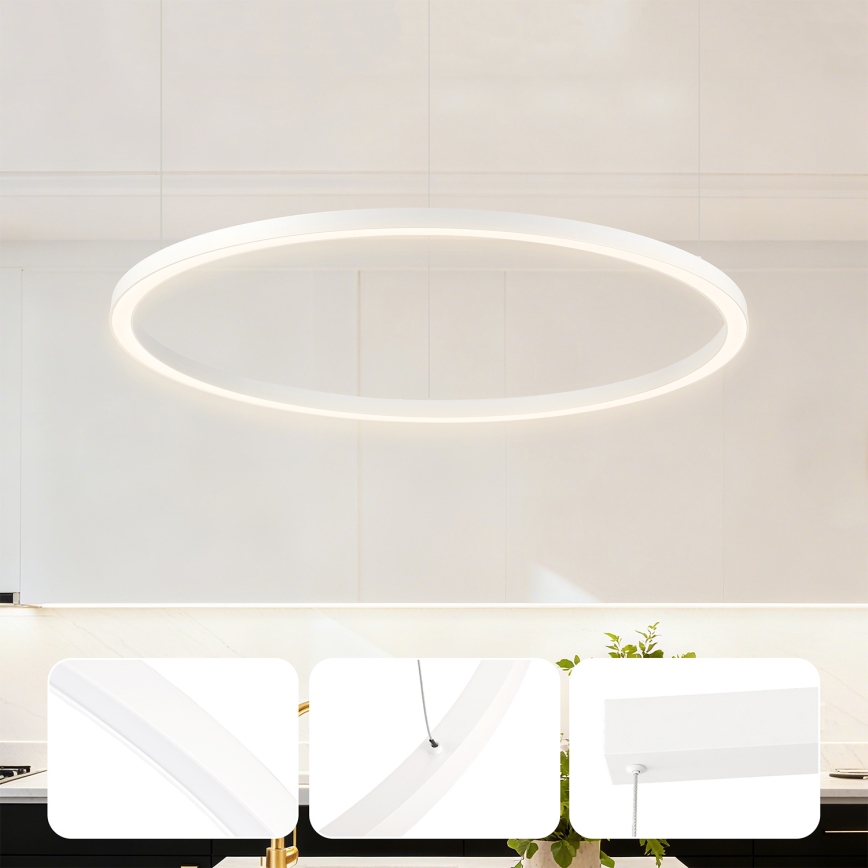 Brilagi - regulējama LED lustra uz troses PORTOFINO LED/60W/230V 3000–6000K Ø 80 cm balta + tālvadības pults