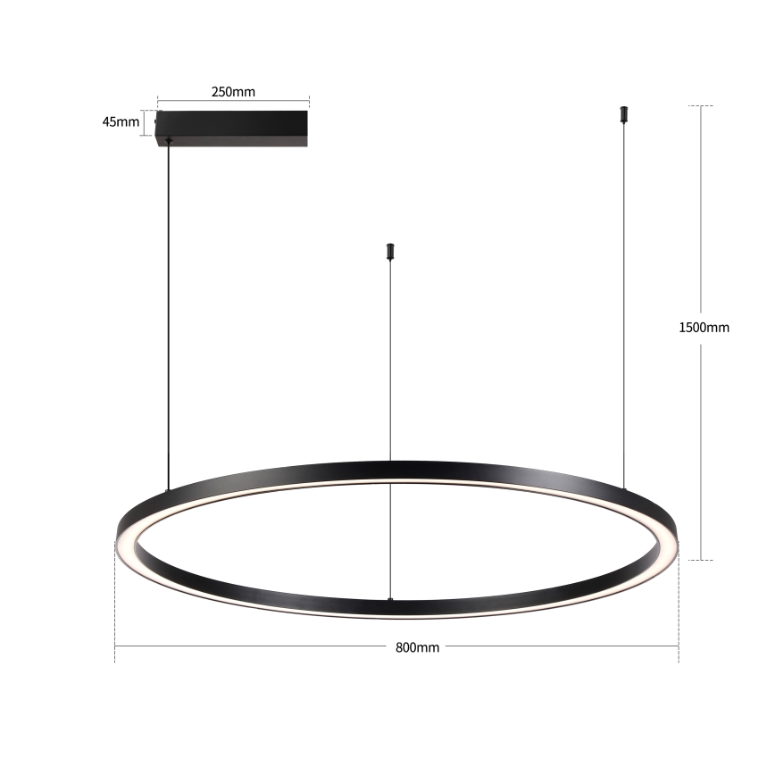 Brilagi - regulējama LED lustra uz troses PORTOFINO LED/60W/230V 3000-6000K Ø 80 cm melna + tālvadības pults