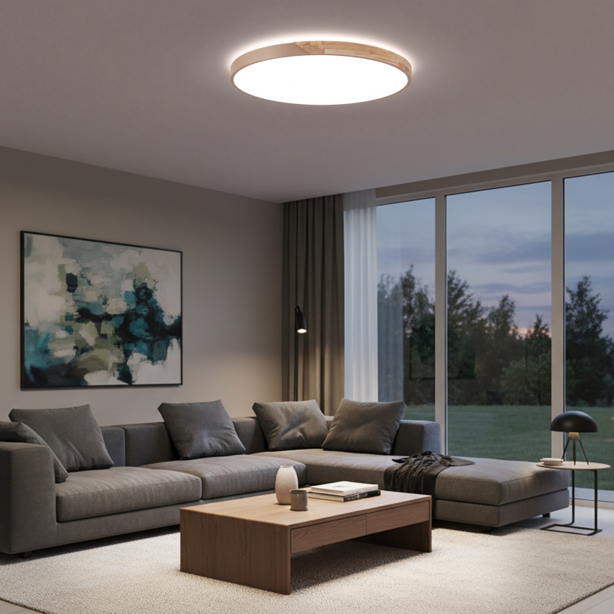 BRILAGI - Regulējama LED griestu lampa PILANA LED/72W/230V 3000-6500K ozols/bēša diametrs 80 cm + tālvadības pults
