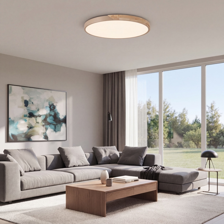 BRILAGI - Regulējama LED griestu lampa PILANA LED/72W/230V 3000-6500K ozols/bēša diametrs 80 cm + tālvadības pults