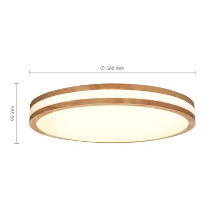 Brilagi - LED dimmējama griestu lampa MOLINA LED/60W/230V 3000-6500K ozola, diam. 58 cm + tālvadības pults
