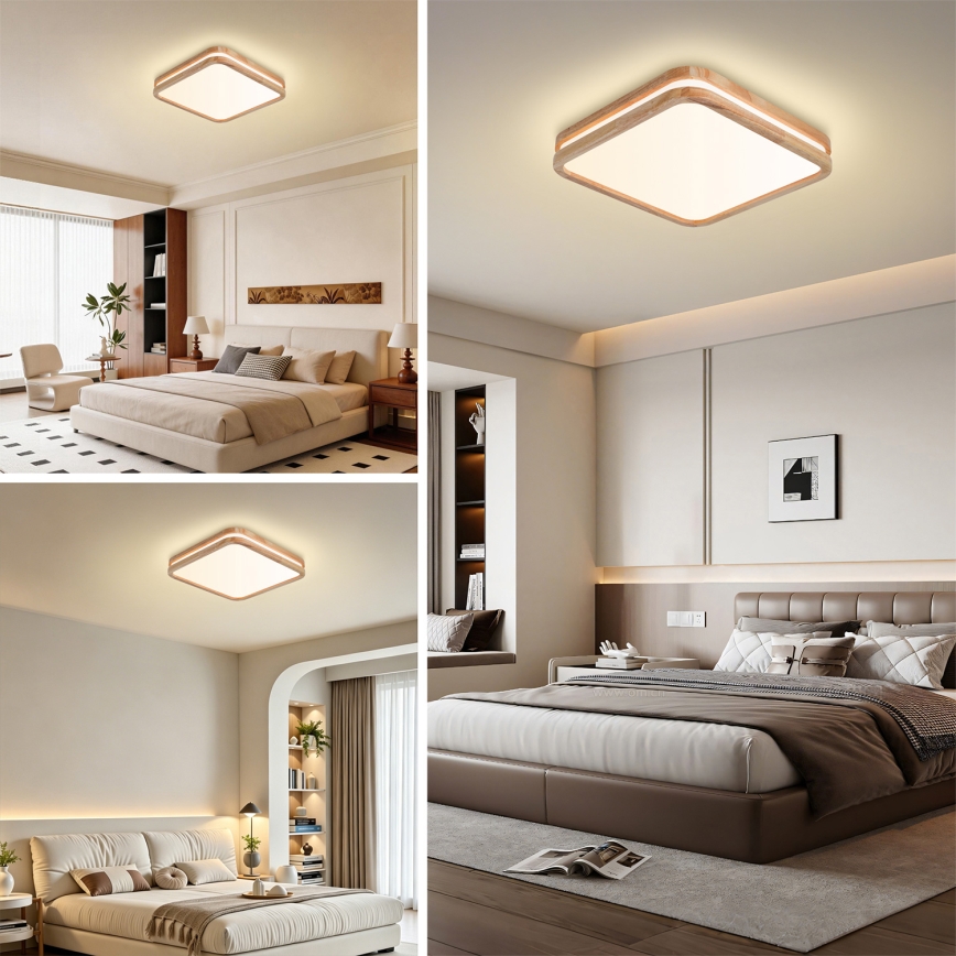 BRILAGI - LED aptumšojams griestu gaismeklis MOLINA SQUARE LED/48W/230V 3000-6000K ozols 40x40 cm + ar tālvadības pulti