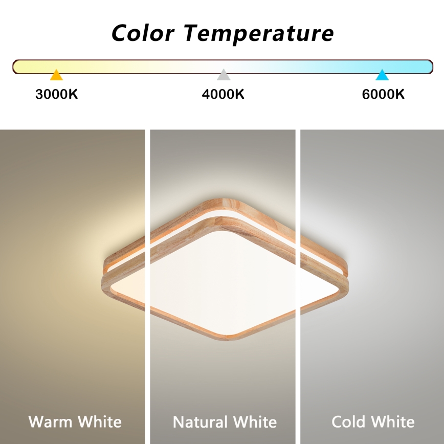 BRILAGI - LED aptumšojams griestu gaismeklis MOLINA SQUARE LED/48W/230V 3000-6000K ozols 40x40 cm + ar tālvadības pulti