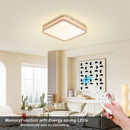 BRILAGI - LED aptumšojams griestu gaismeklis MOLINA SQUARE LED/48W/230V 3000-6000K ozols 40x40 cm + ar tālvadības pulti