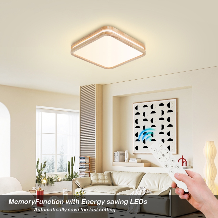 BRILAGI - LED aptumšojams griestu gaismeklis MOLINA SQUARE LED/48W/230V 3000-6000K ozols 40x40 cm + ar tālvadības pulti