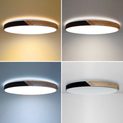 Brilagi - LED regulējams griestu gaismeklis PILANA LED/72W/230V 3000-6500K ozols/melns Ø 80 cm + tālvadības pults