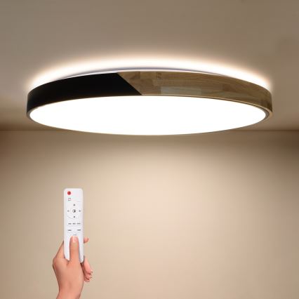 Brilagi - LED regulējams griestu gaismeklis PILANA LED/72W/230V 3000-6500K ozols/melns Ø 80 cm + tālvadības pults