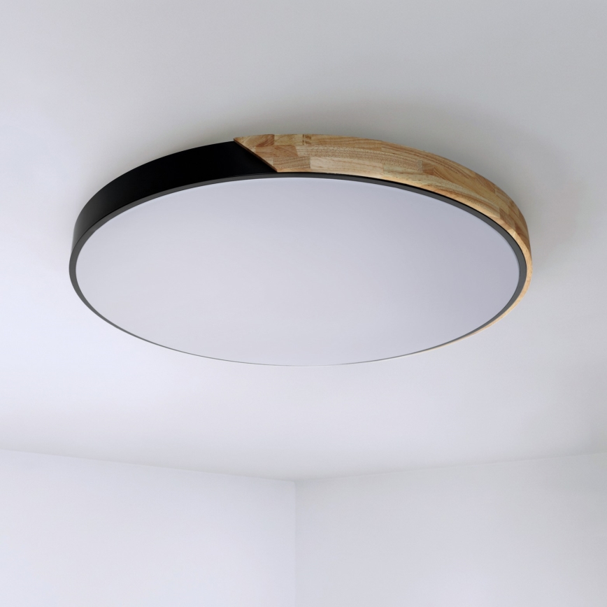 Brilagi - LED regulējams griestu gaismeklis PILANA LED/72W/230V 3000-6500K ozols/melns Ø 80 cm + tālvadības pults