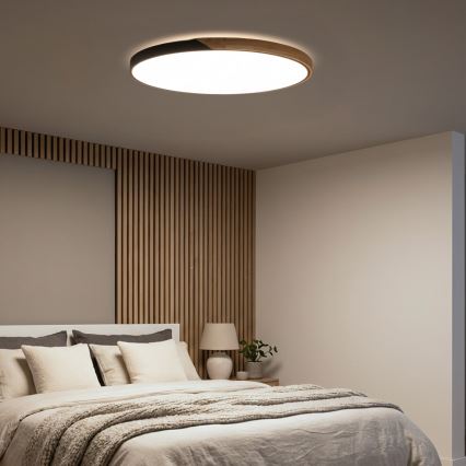 Brilagi - LED regulējams griestu gaismeklis PILANA LED/72W/230V 3000-6500K ozols/melns Ø 80 cm + tālvadības pults