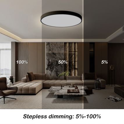 Brilagi - LED dimējamā griestu lampa POOL SMART LED/128W/230V 3000–6000K Ø100 cm Wi‑Fi Tuya melna + tālvadība
