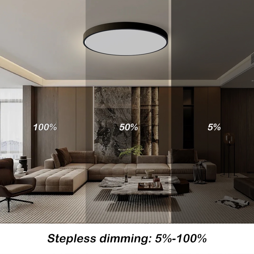 Brilagi - LED dimējamā griestu lampa POOL SMART LED/128W/230V 3000–6000K Ø100 cm Wi‑Fi Tuya melna + tālvadība