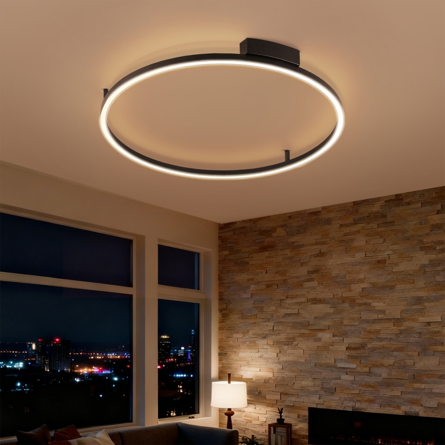 Brilagi - LED ar iespēju regulēt spilgtumu griestu gaismeklis PORTOFINO LED/60W/230V 3000-6000K Ø 80 cm, melns + tālvadības pults