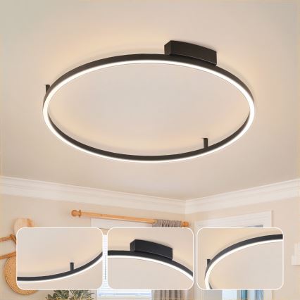 Brilagi - LED ar iespēju regulēt spilgtumu griestu gaismeklis PORTOFINO LED/60W/230V 3000-6000K Ø 80 cm, melns + tālvadības pults
