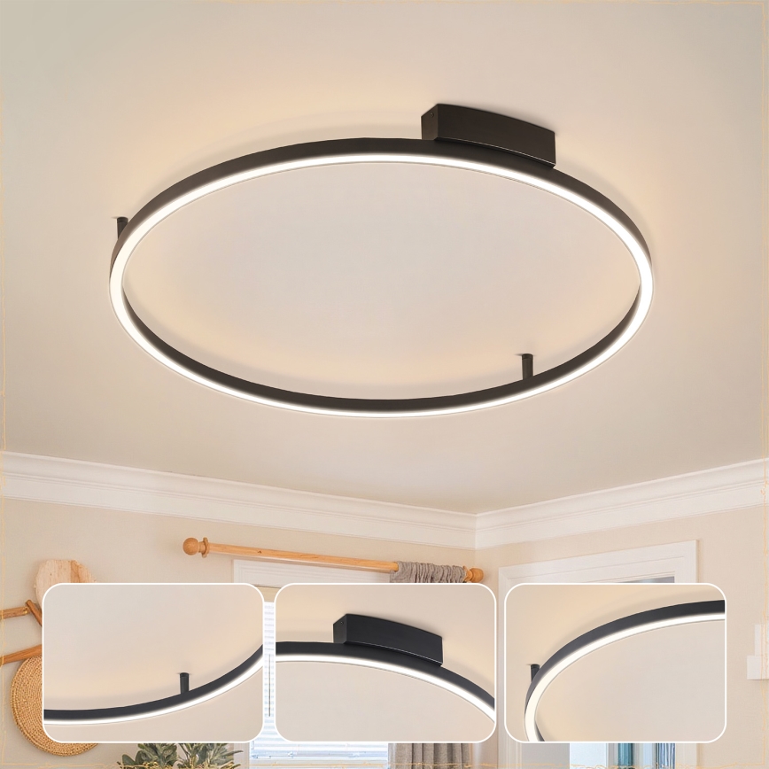 Brilagi - LED ar iespēju regulēt spilgtumu griestu gaismeklis PORTOFINO LED/60W/230V 3000-6000K Ø 80 cm, melns + tālvadības pults