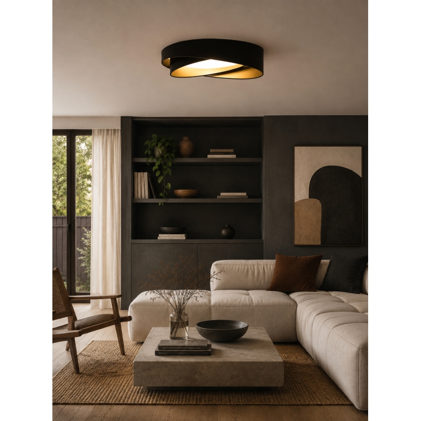 BRILAGI - LED regulējams griestu gaismeklis VELVET TWIST LED/36W/230V 3000-6000K pr. 65 cm Wi-Fi Tuya Beacon melns/zelta + tālvadība