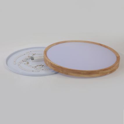 Brilagi - regulējama LED griestu lampa WOODROUND LED/40W/230V 3000-6000K Ø 60 cm, koka, CRI 90 + tālvadības pults