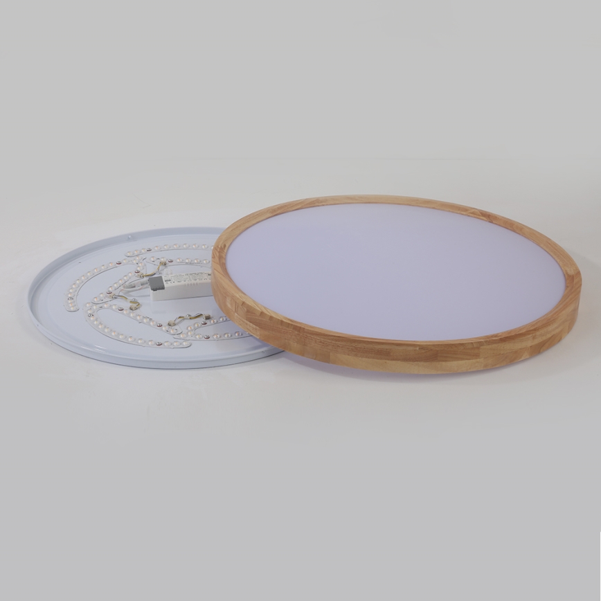 Brilagi - regulējama LED griestu lampa WOODROUND LED/40W/230V 3000-6000K Ø 60 cm, koka, CRI 90 + tālvadības pults