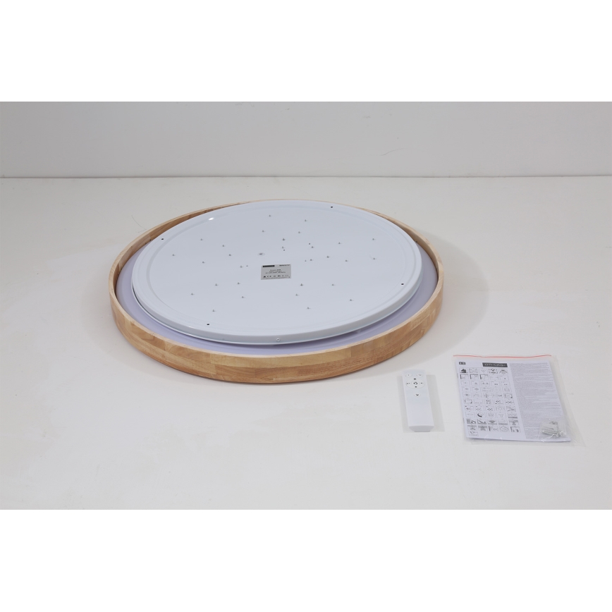 Brilagi - regulējama LED griestu lampa WOODROUND LED/40W/230V 3000-6000K Ø 60 cm, koka, CRI 90 + tālvadības pults