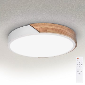 Brilagi - Dimmējams LED griestu gaismeklis PILANA LED/48W/230V ozols/balts Ø 40 cm + tālvadība