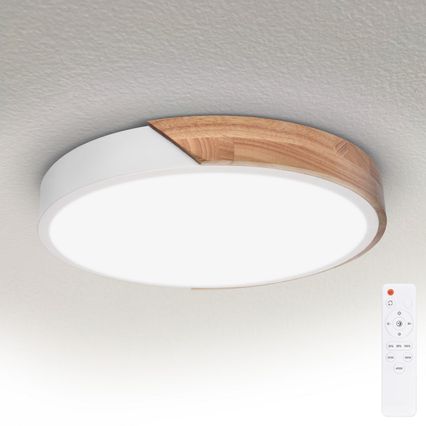 Brilagi - Dimmējams LED griestu gaismeklis PILANA LED/48W/230V ozols/balts Ø 40 cm + tālvadība