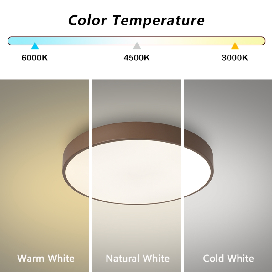 Brilagi - LED aptumšojams griestu gaismeklis POOL LED/36W/230V 3000-6000K Ø 30 cm brūns + tālvadības pults