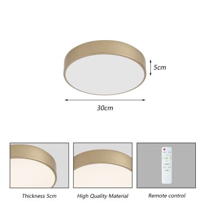 BRILAGI - LED regulējams griestu gaismeklis POOL LED/36W/230V 3000-6000K Ø 30 cm zelta + ar tālvadības pulti